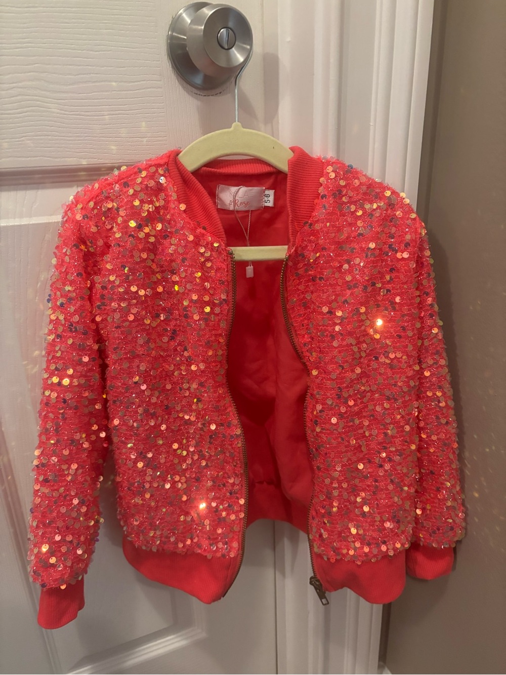 NWT Mila and Rose Pink Sequin Bomber Jacket